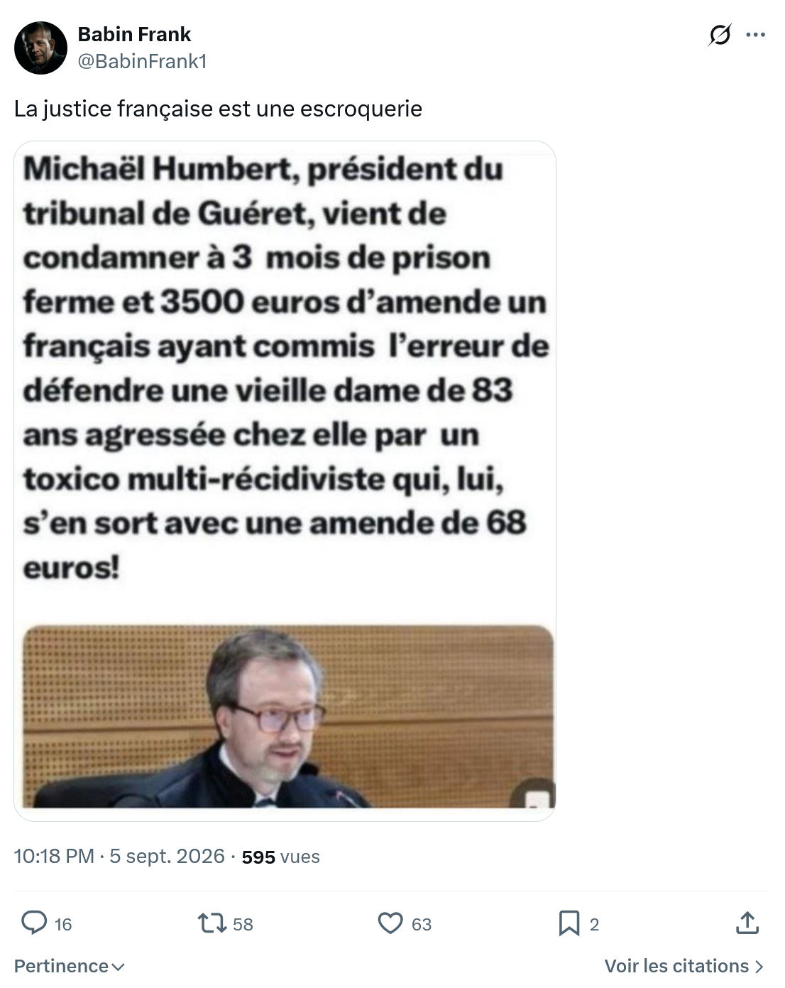 Frank Babin: La justice française...