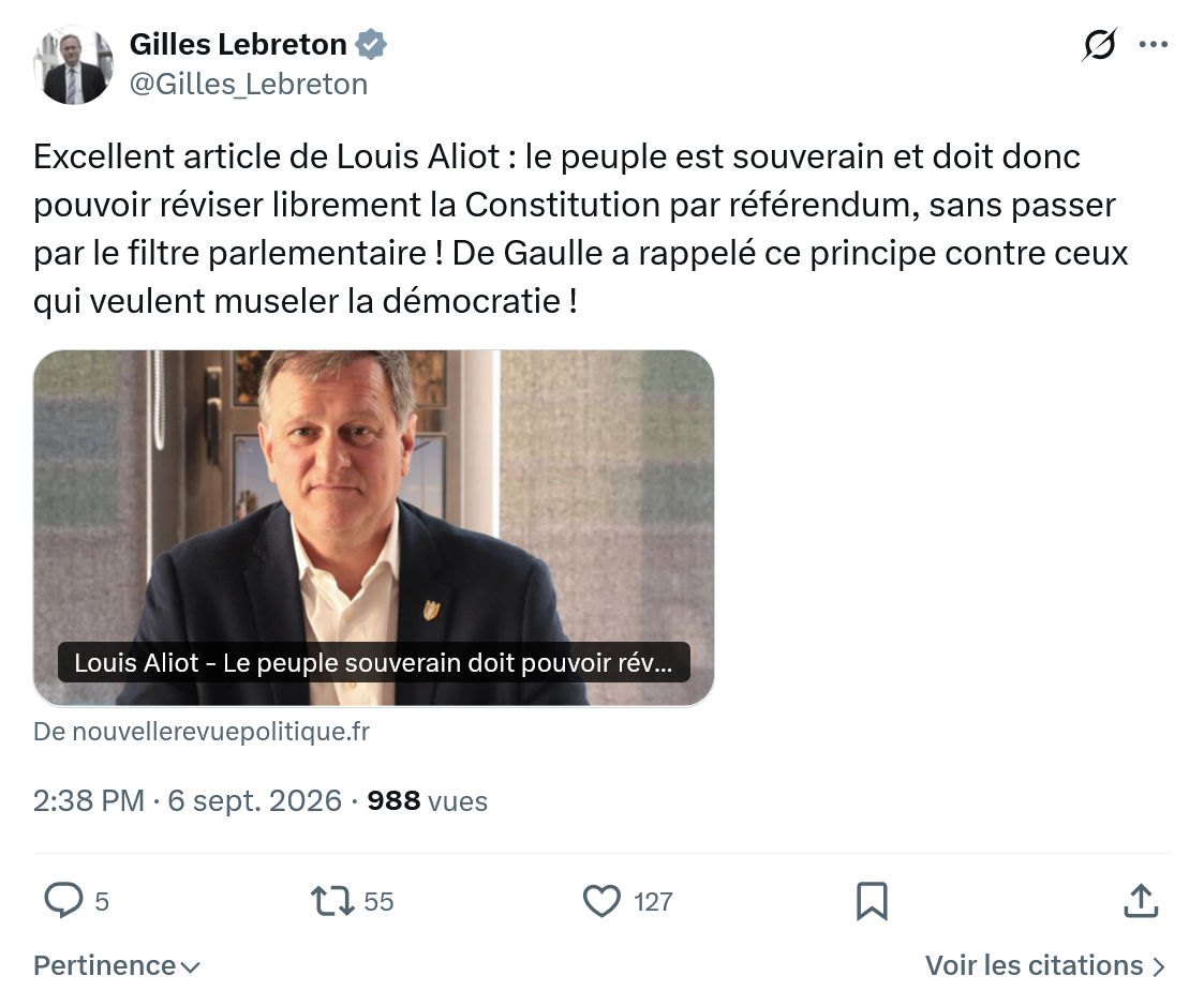 Gilles Lebreton: Excellent article de Louis Aliot...