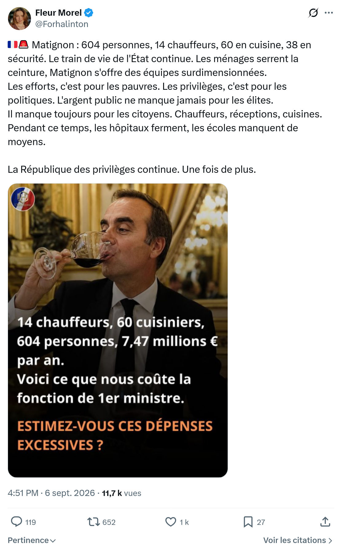 Fleur Morel: Matignon : 604 personnes...