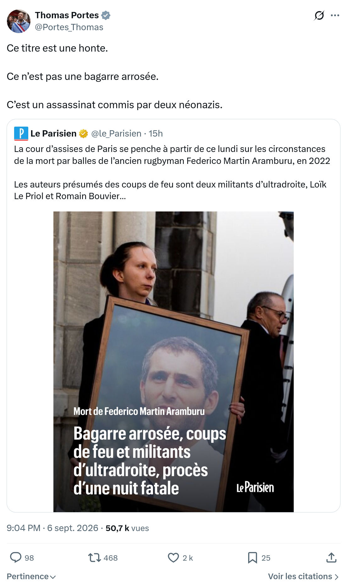 Thomas Portes: Ce titre est une honte...