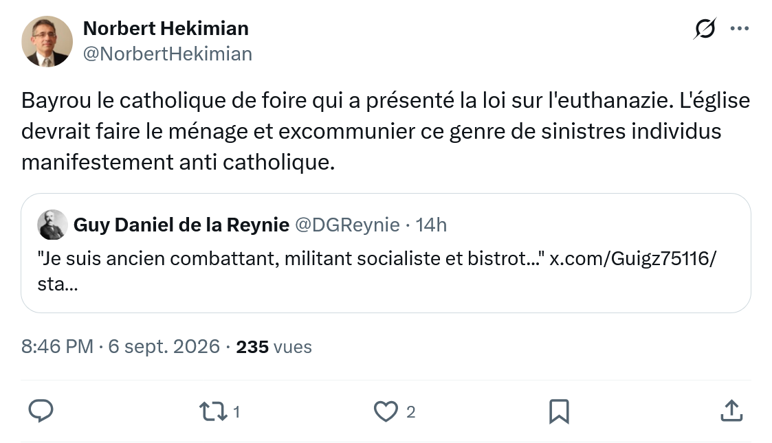 Norbert Hekimian: Bayrou le catholique de foire...