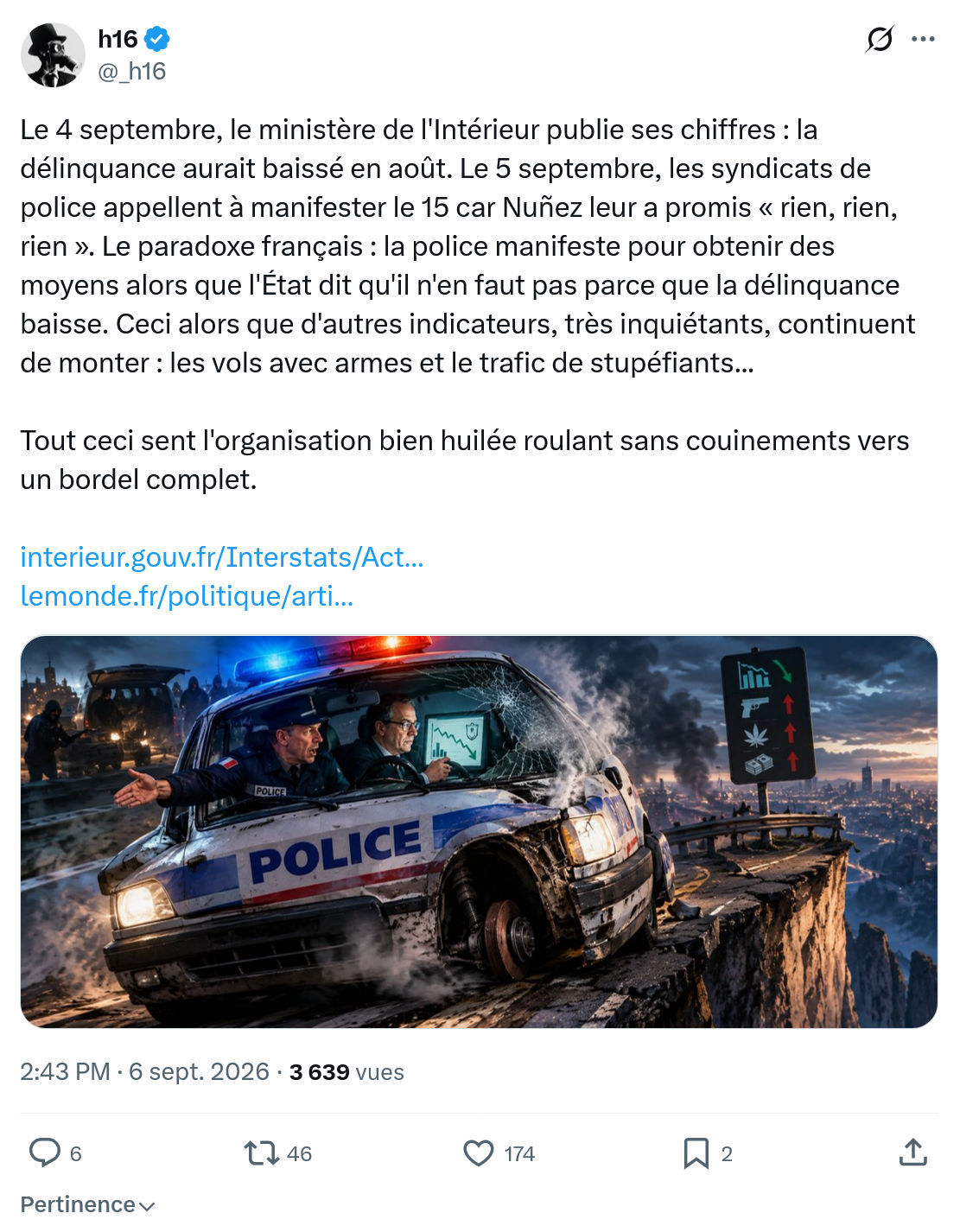 h16: Le 4 septembre, le ministère...