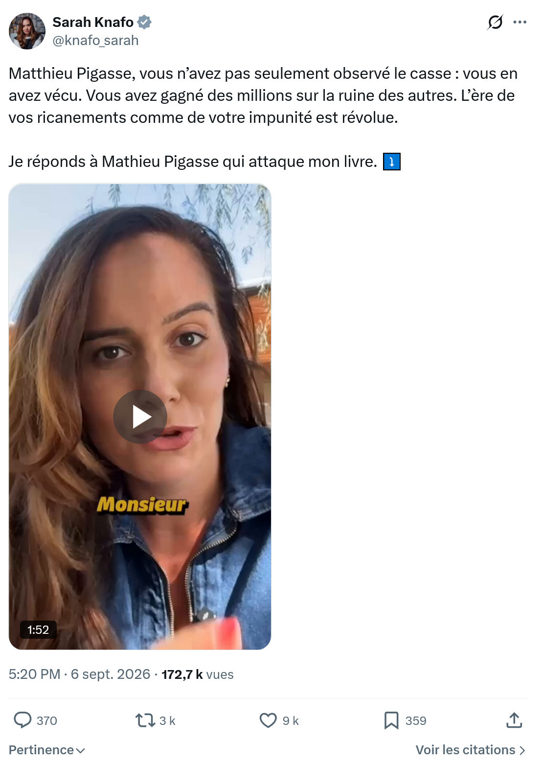 Sarah Knafo: Matthieu Pigasse, vous n’avez...