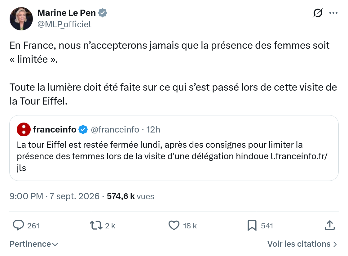 Marine Le Pen: En France, nous n’accepterons...