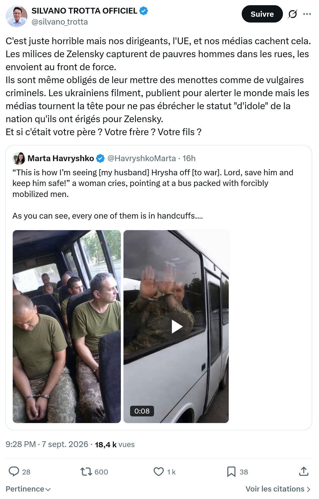 Silvano Trotta: C'est juste horrible mais nos dirigeants...