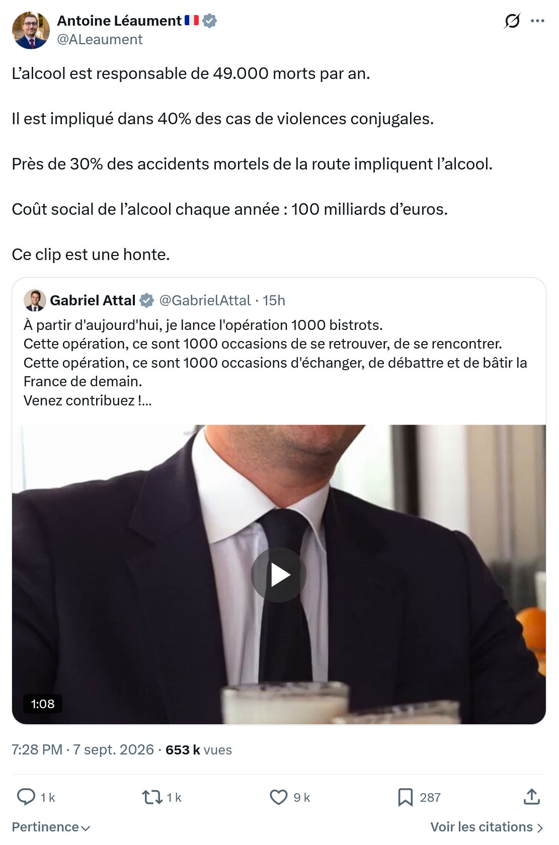 Antoine Léaument: L’alcool est responsable...