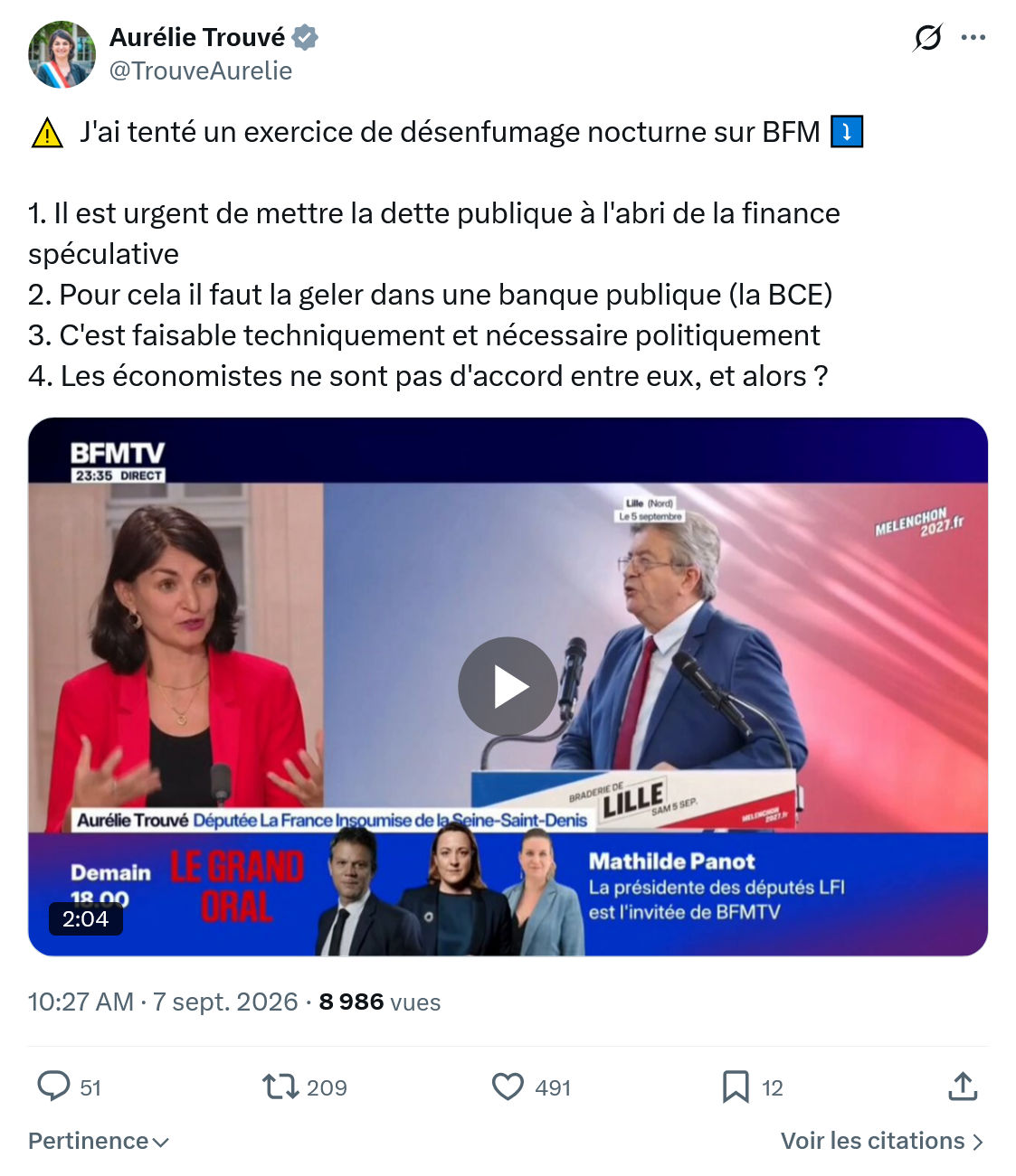 Aurélie Trouvé:  J'ai tenté un exercice de désenfumage...