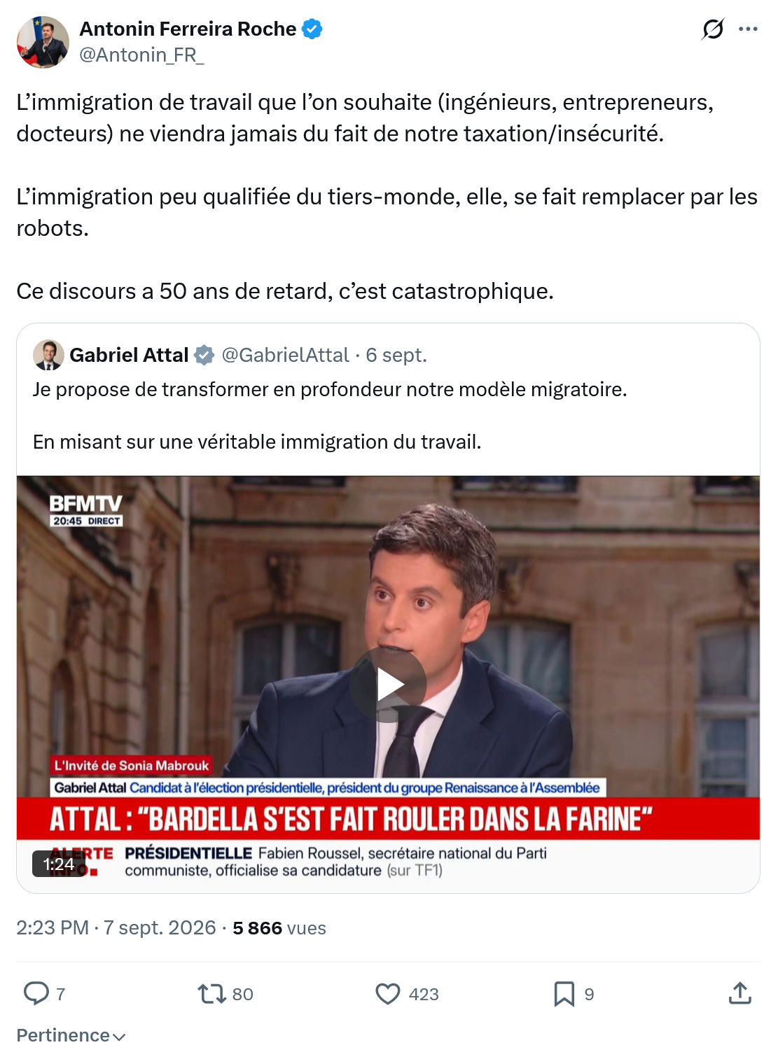 Antonin Ferreira Roche: L’immigration de travail que l’on souhaite...