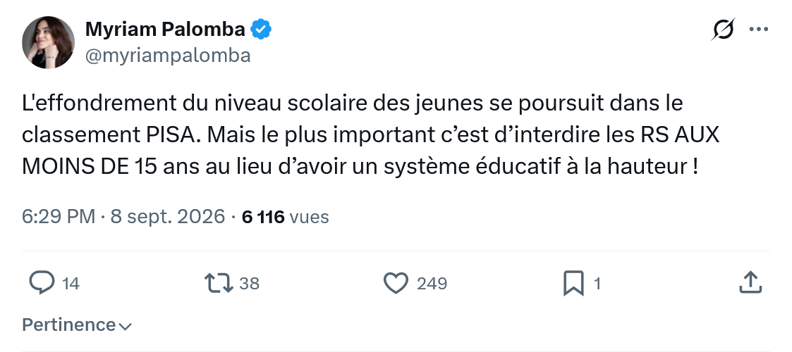 Myriam Palomba: L'effondrement du niveau scolaire...