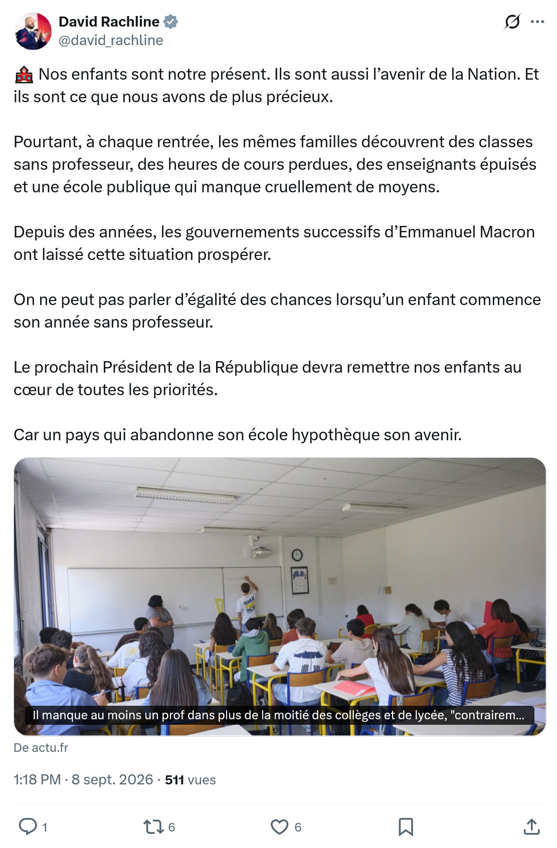David Rachline: Nos enfants sont notre présent...