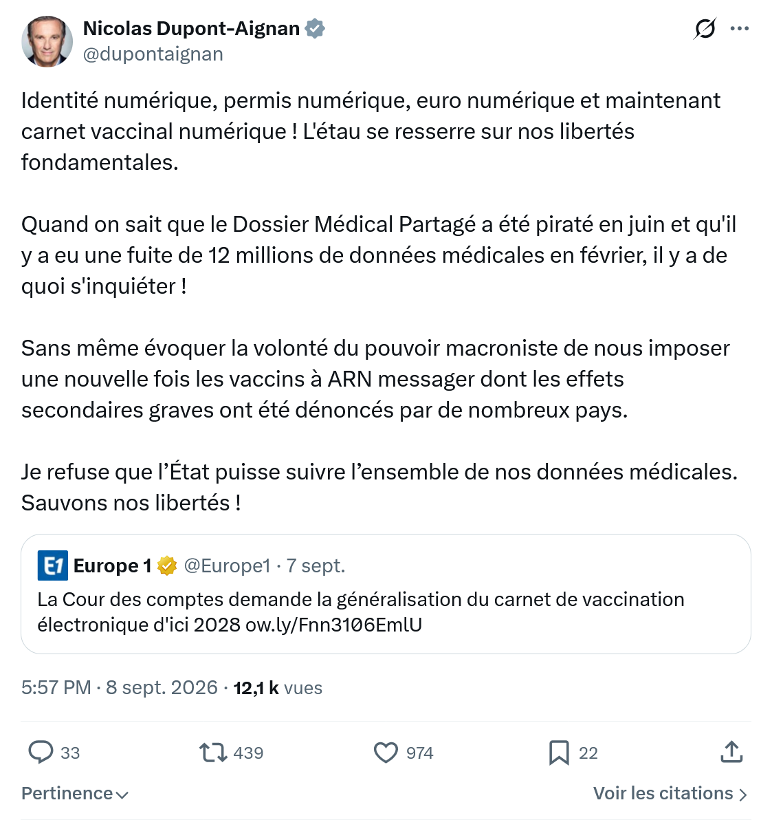 Nicolas Dupont-Aignan: Identité numérique, permis numérique...