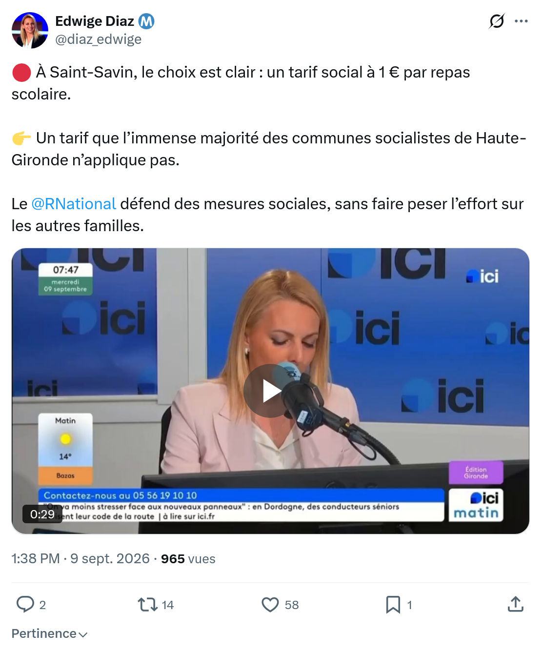 Edwige Diaz: À Saint-Savin, le choix est clair...