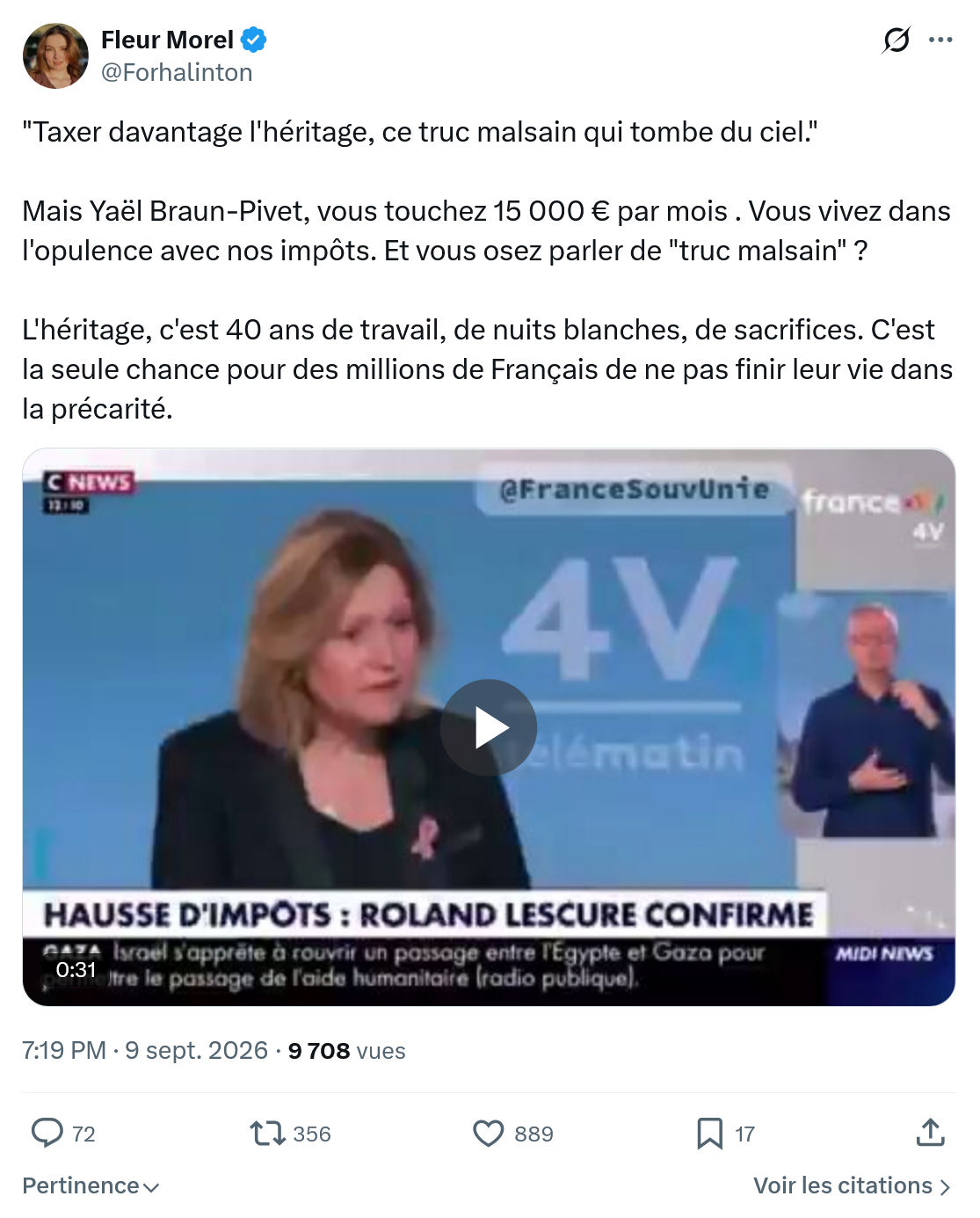 Fleur Morel: "Taxer davantage l'héritage...