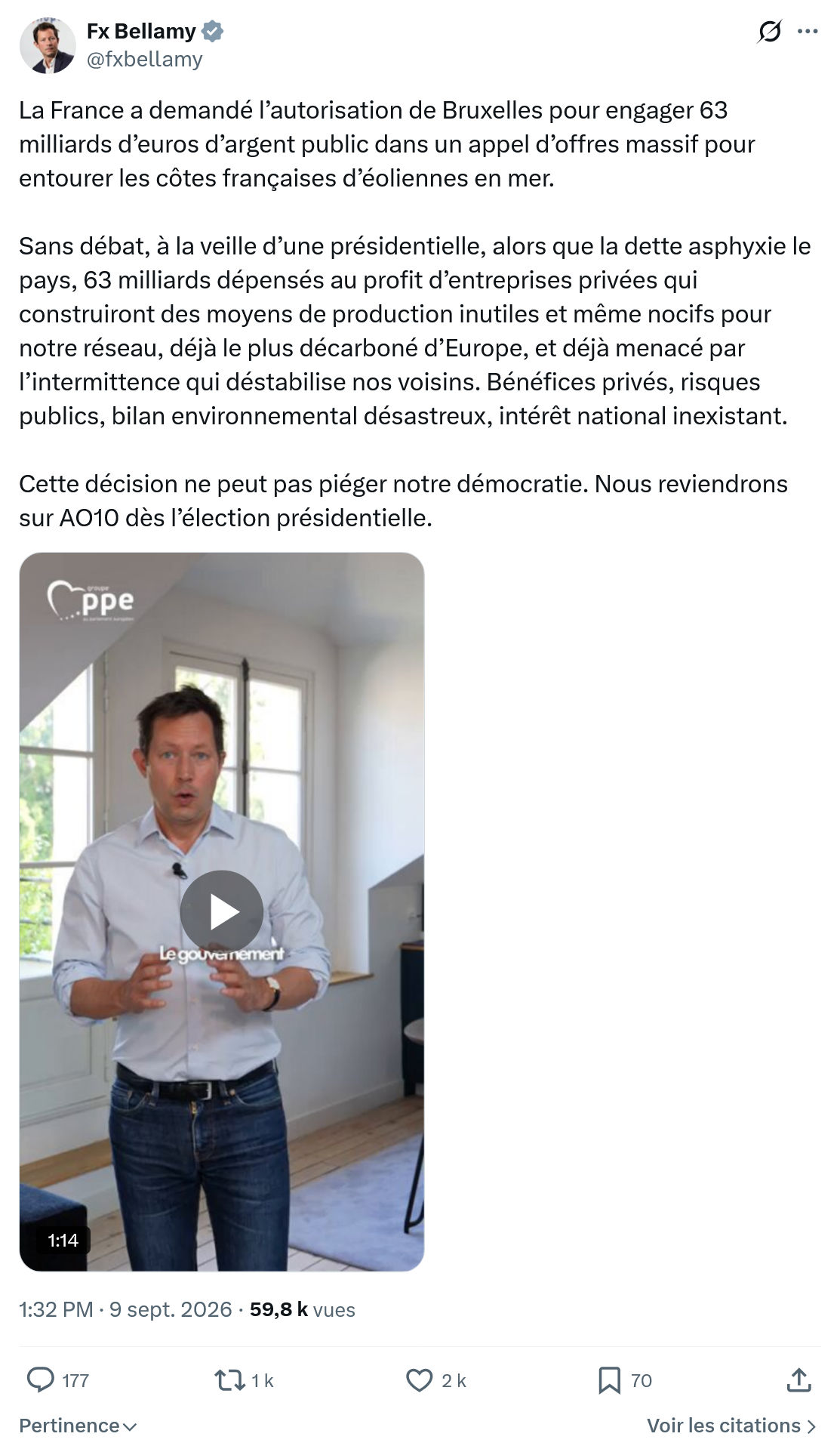Fx Bellamy: La France a demandé l’autorisation...