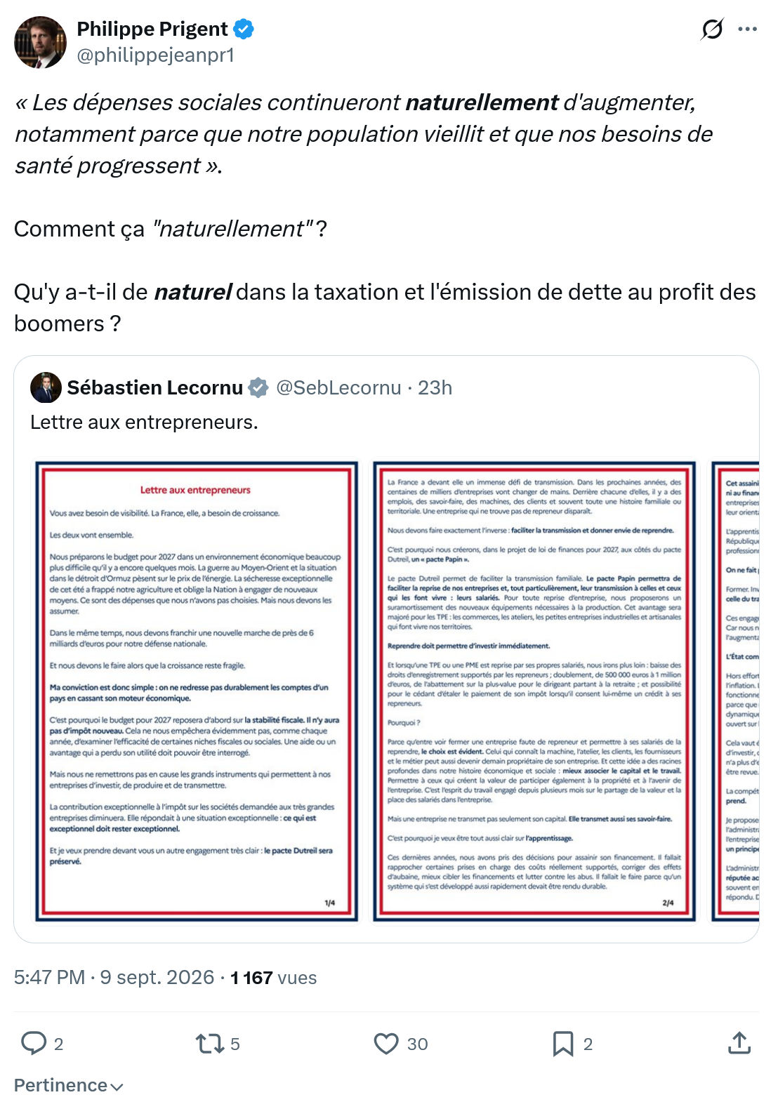 Philippe Prigent: « Les dépenses sociales continueront...