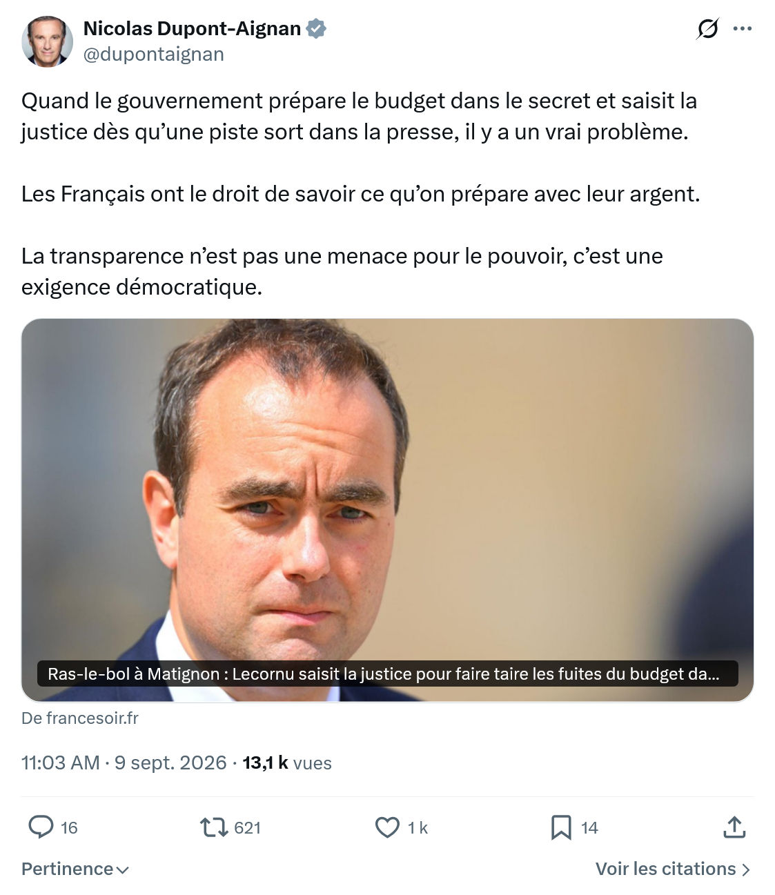 Nicolas Dupont-Aignan: Quand le gouvernement prépare...