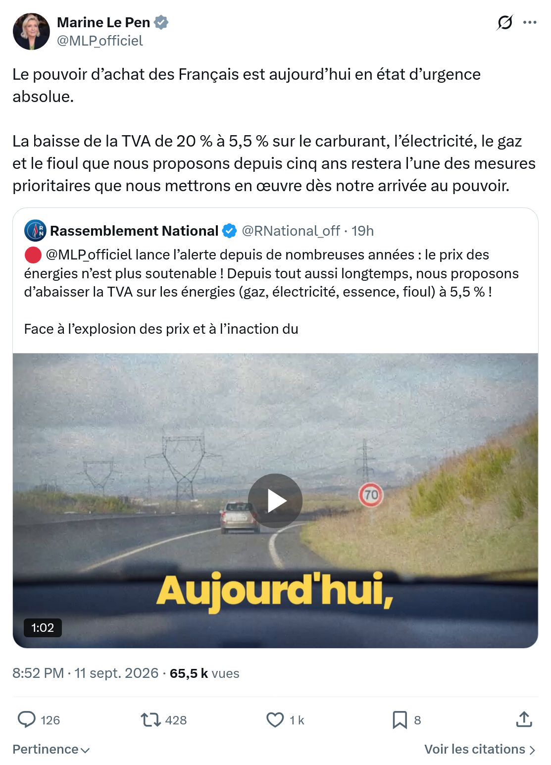 Marine Le Pen: Le pouvoir d’achat des Français...