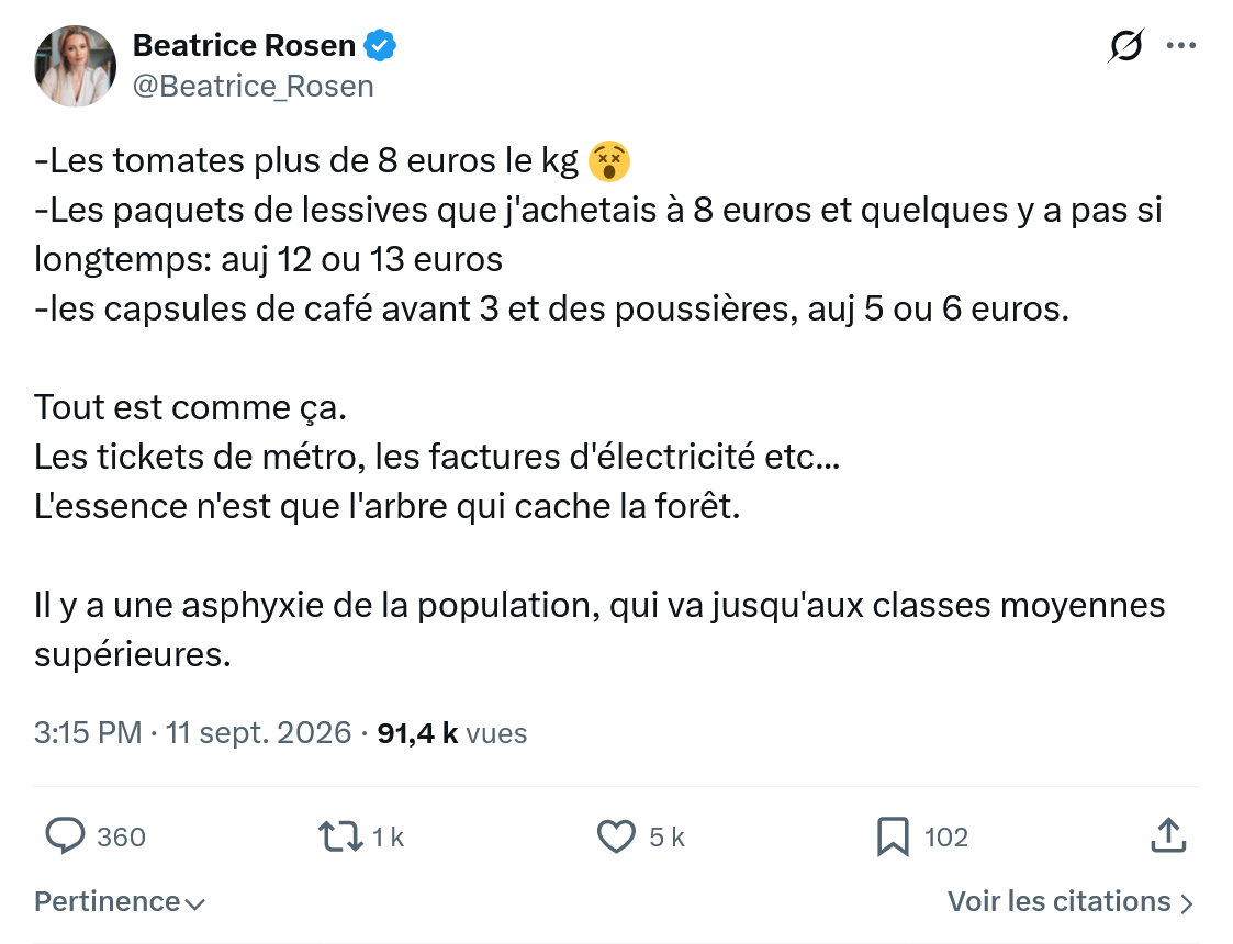 Béatrice Rosen: Les tomates plus de 8 euros le kg...