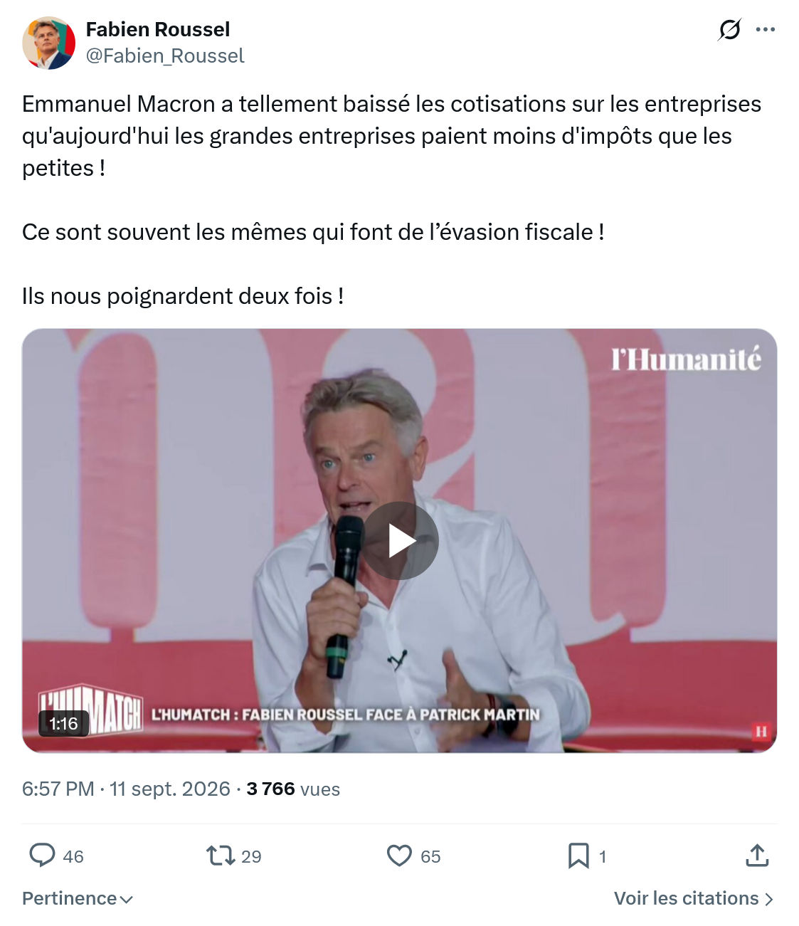 Fabien Roussel: Emmanuel Macron a tellement...