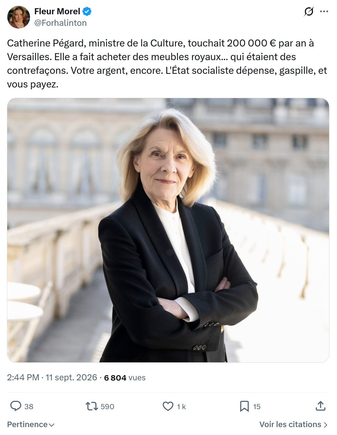 Fleur Morel: Catherine Pégard, ministre de la Culture...