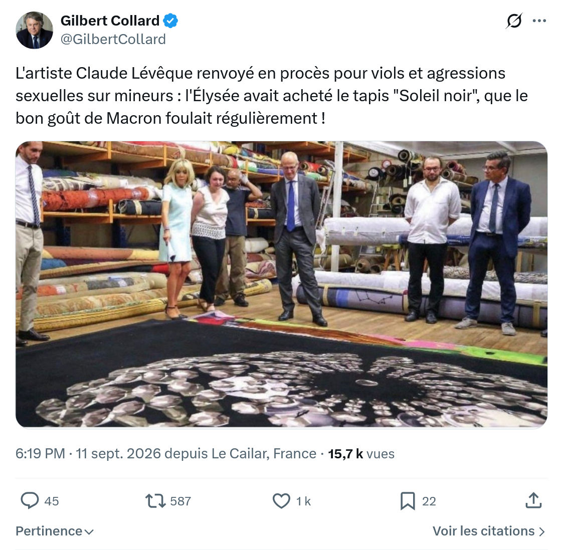 Gilbert Collard: L'artiste Claude Lévêque renvoyé...