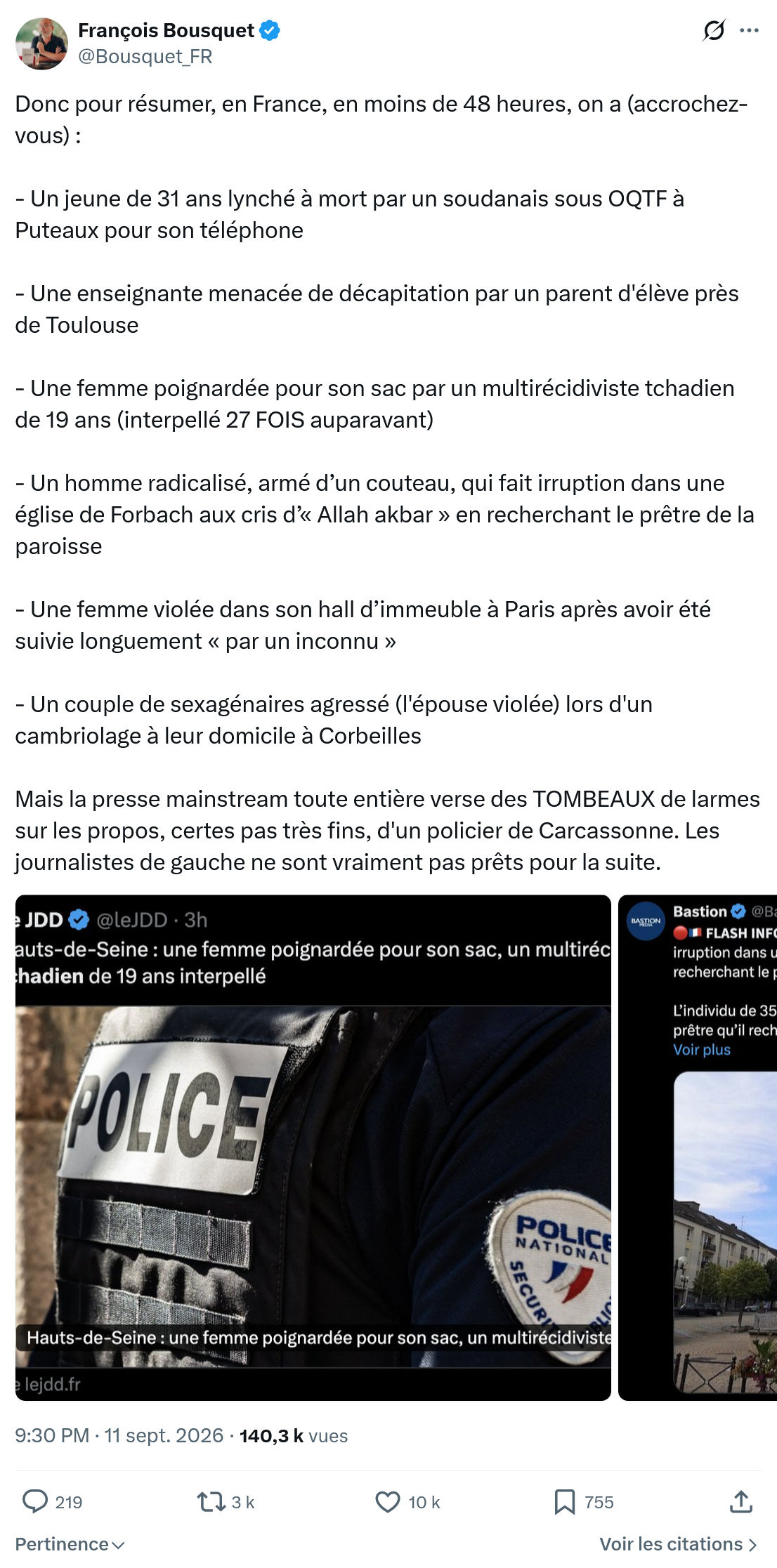 François Bousquet: Donc pour résumer, en France...