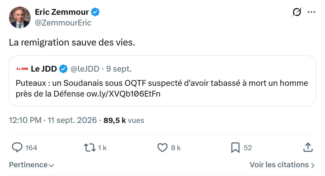Eric Zemmour: La remigration...