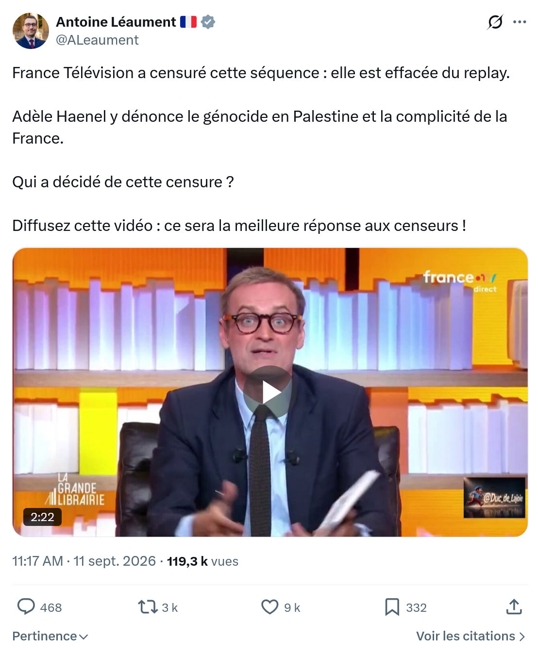 Antoine Léaument: France Télévision a censuré...
