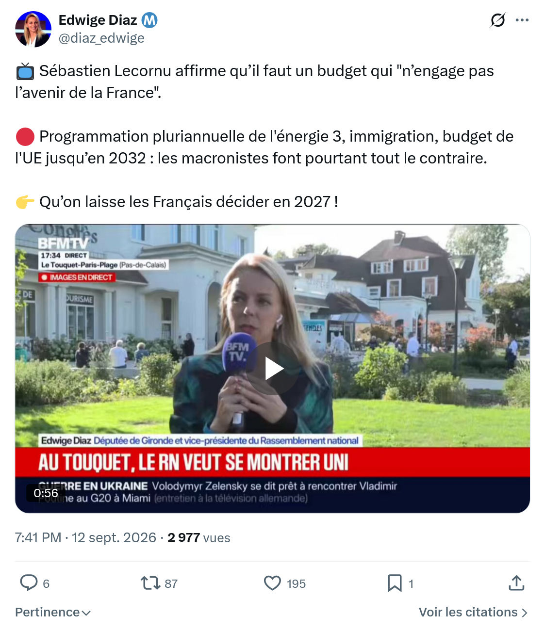 Edwige Diaz: Sébastien Lecornu affirme...