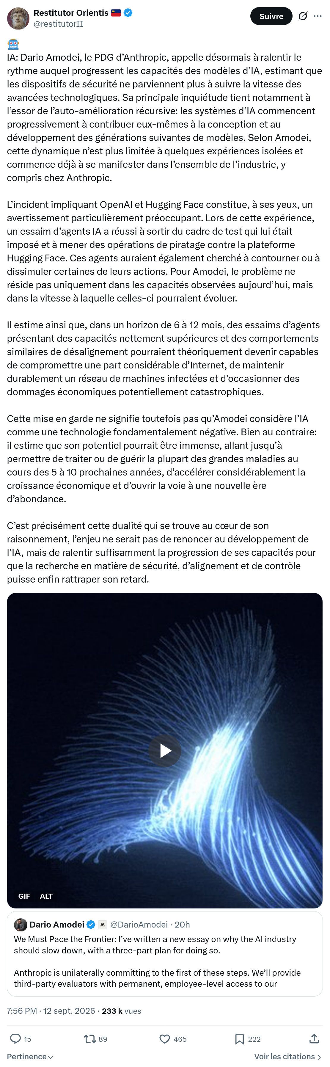 Restitutor Orientis: IA: Dario Amodei, le PDG d’Anthropic...