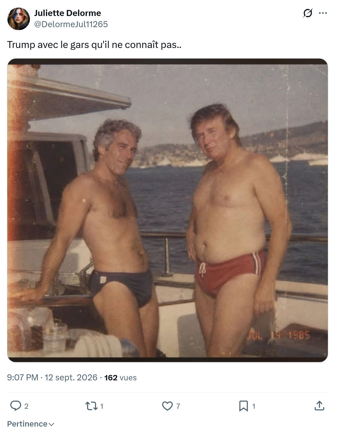 Juliette Delorme: Trump avec le gars...