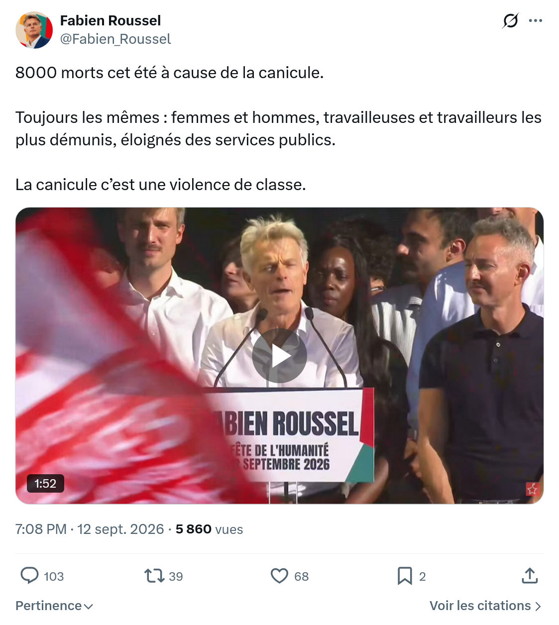 Fabien Roussel: 8000 morts cet été à cause...