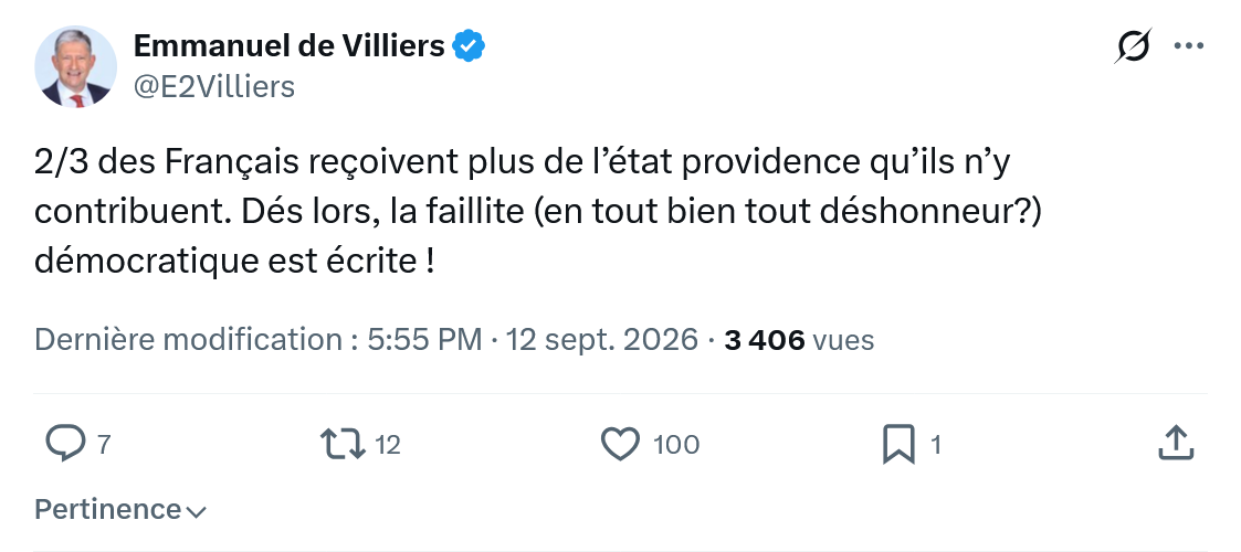 Emmanuel de Villiers: 2/3 des Français reçoivent...