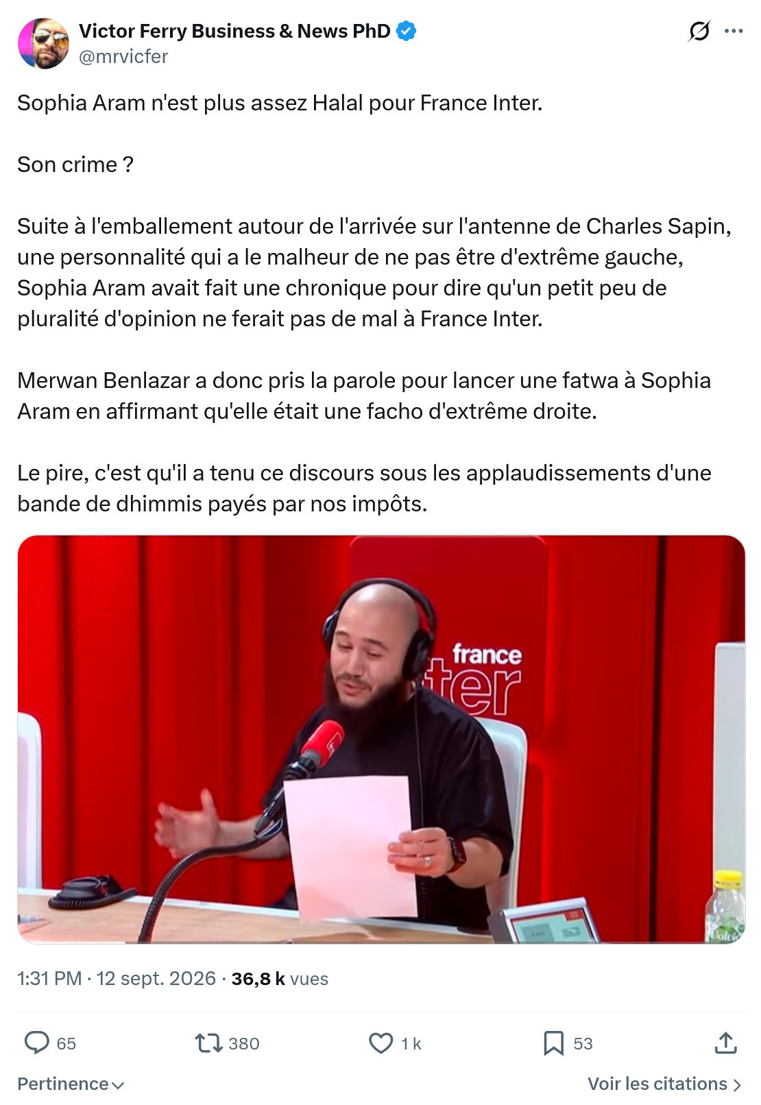 Victor Ferry: Sophia Aram n'est plus assez...