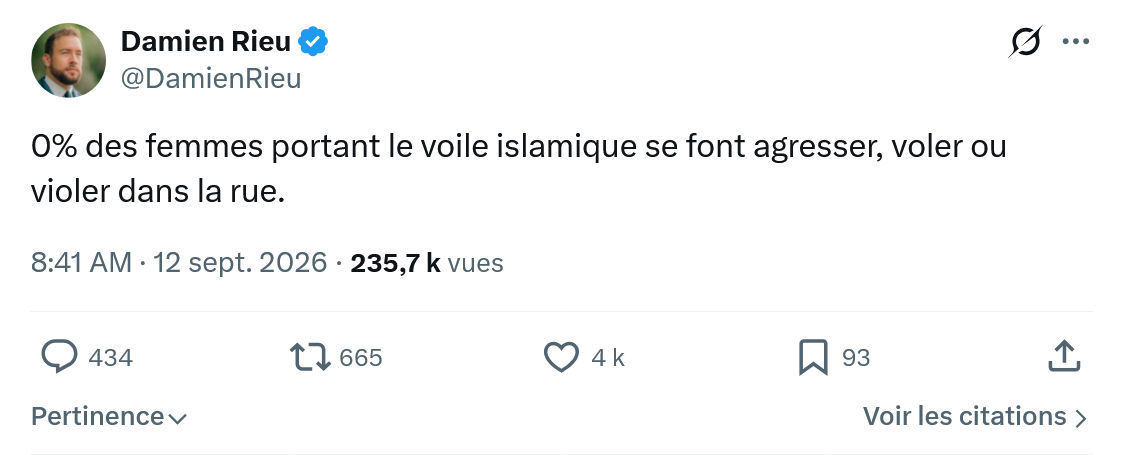 Damien Rieu: 0% des femmes portant...