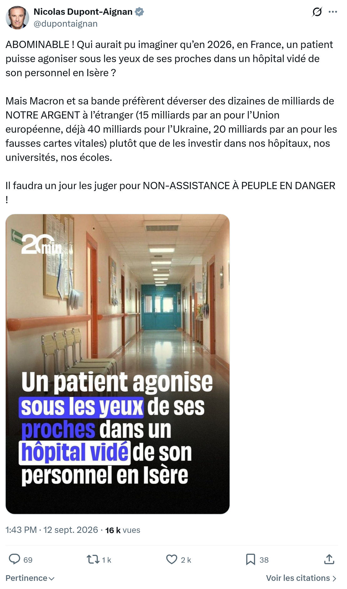 Nicolas Dupont-Aignan: ABOMINABLE ! Qui aurait pu imaginer...