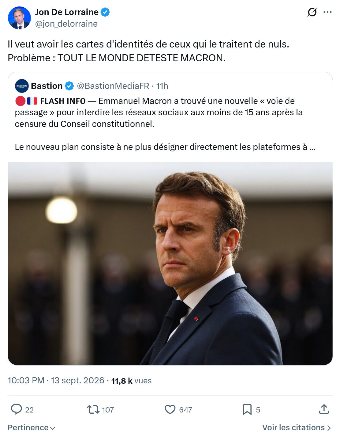 Jon De Lorraine: Il veut avoir les cartes...