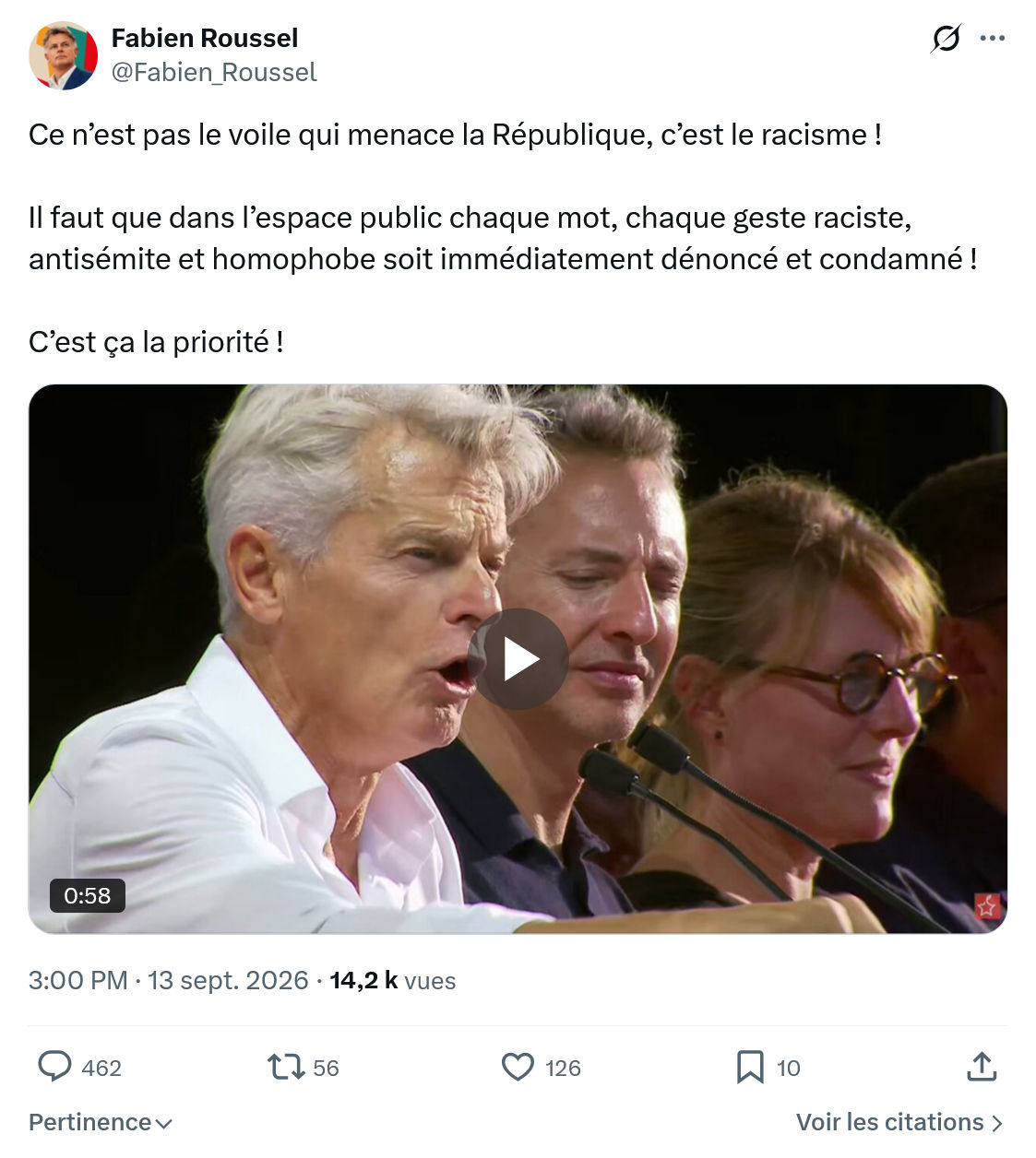Fabien Roussel: Ce n’est pas le voile qui menace...