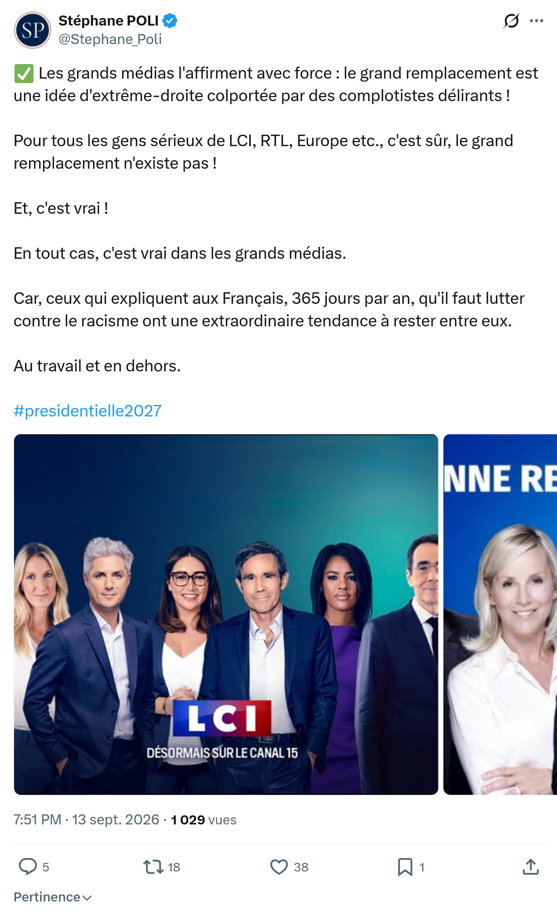 Stephane Poli: Les grands médias l'affirment...