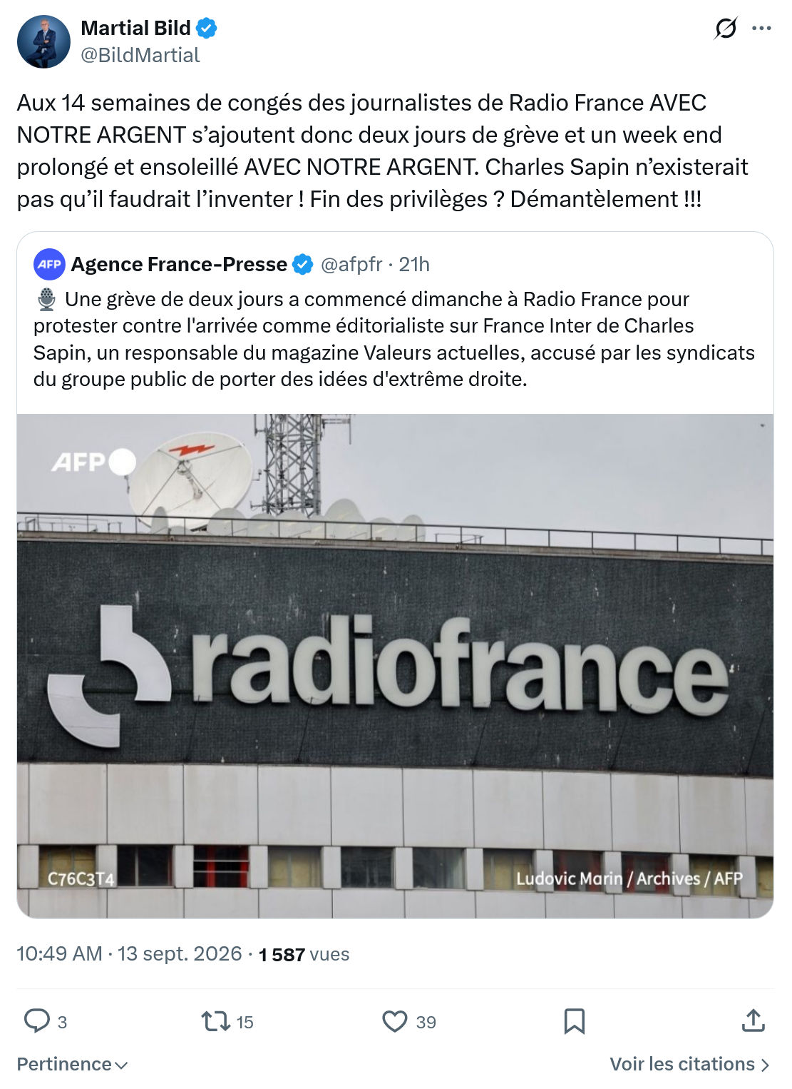 Martial Bild: Aux 14 semaines de congés...
