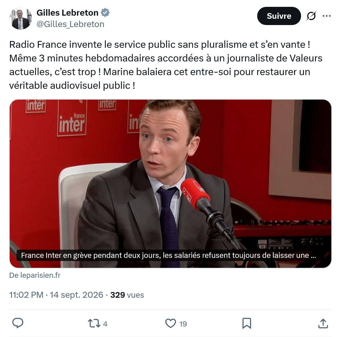 Gilles Lebreton: Radio France invente le service...