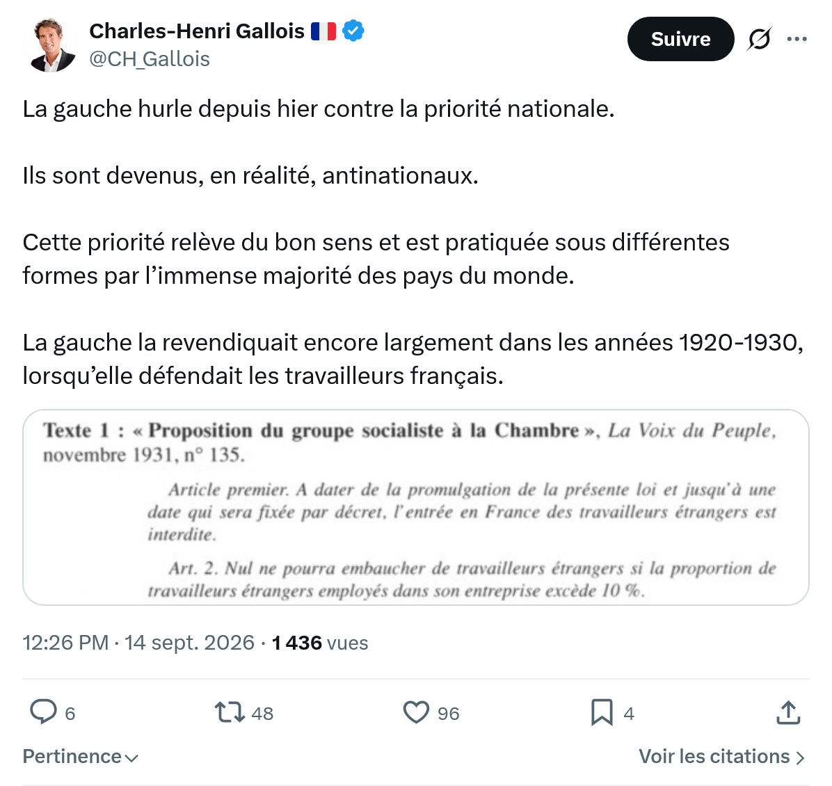 Charles-Henri Gallois: La gauche hurle depuis...