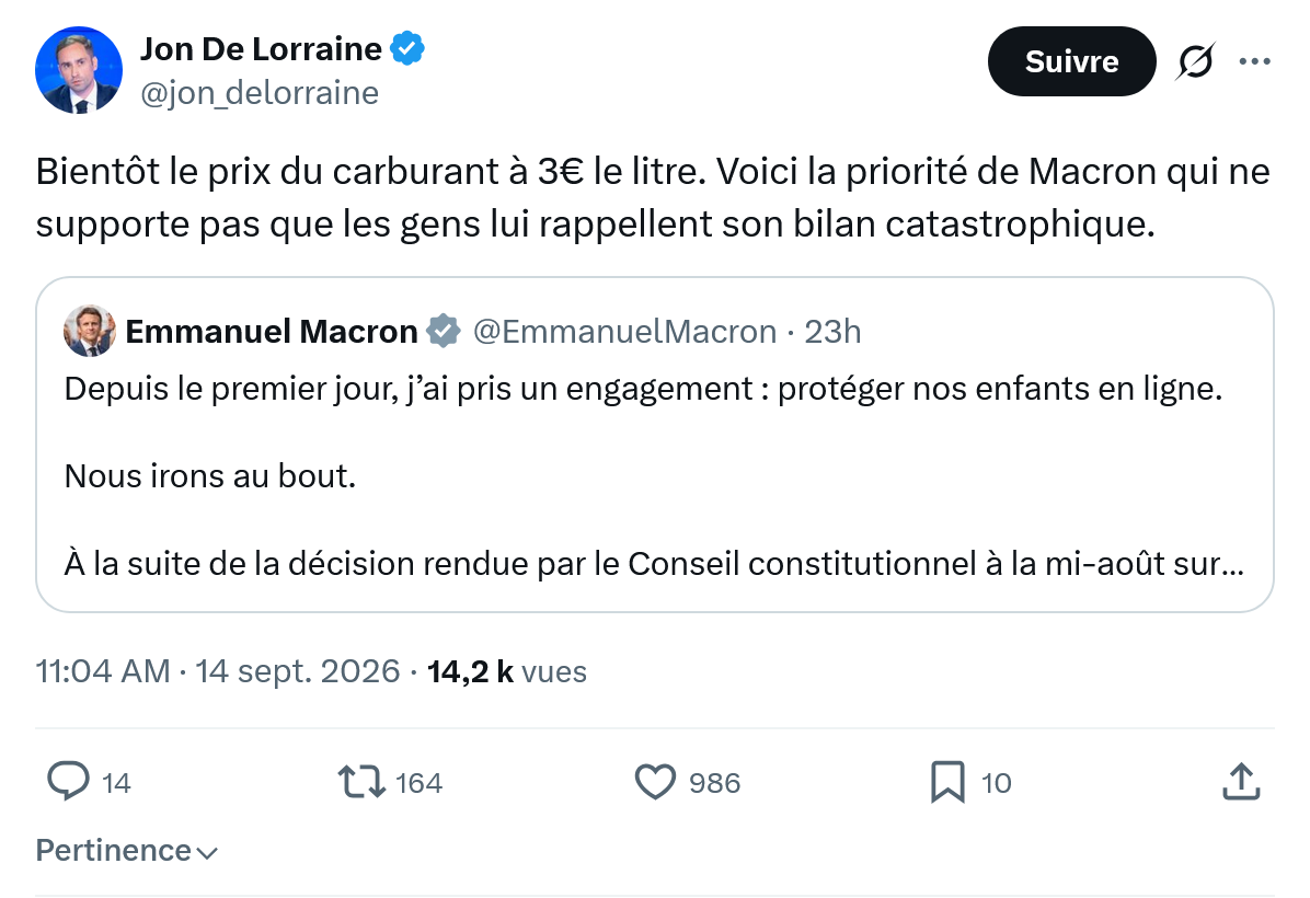 Jon De Lorraine: Bientôt le prix du carburant...