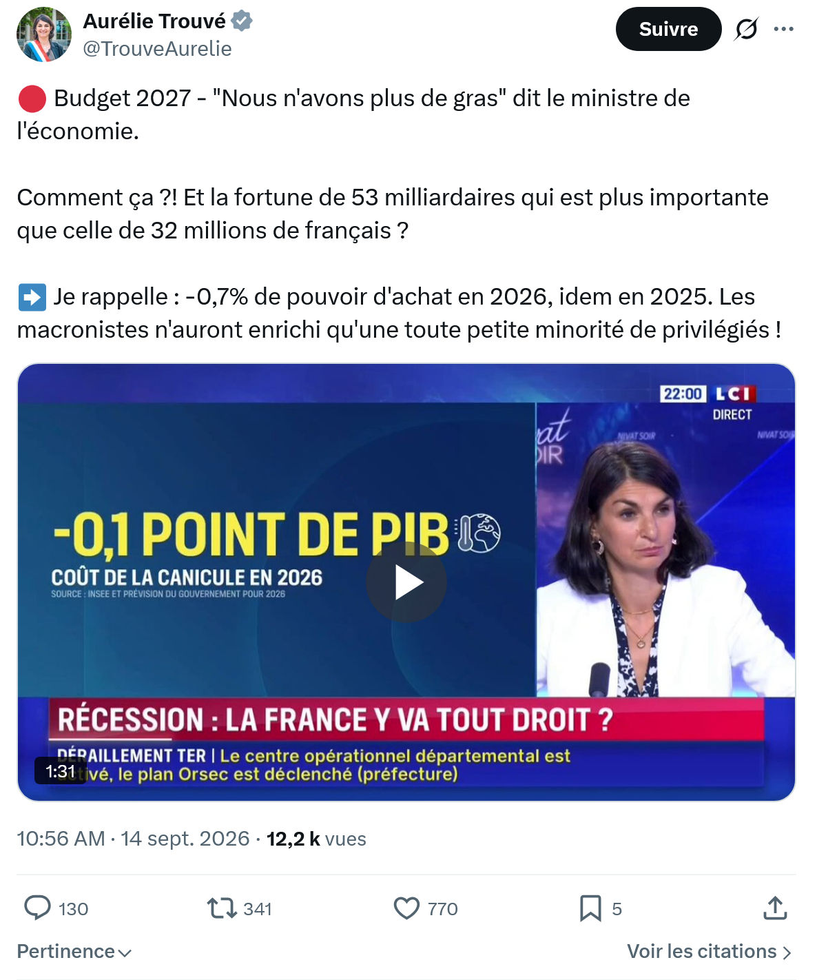 Aurélie Trouvé: Budget 2027 - "Nous n'avons...