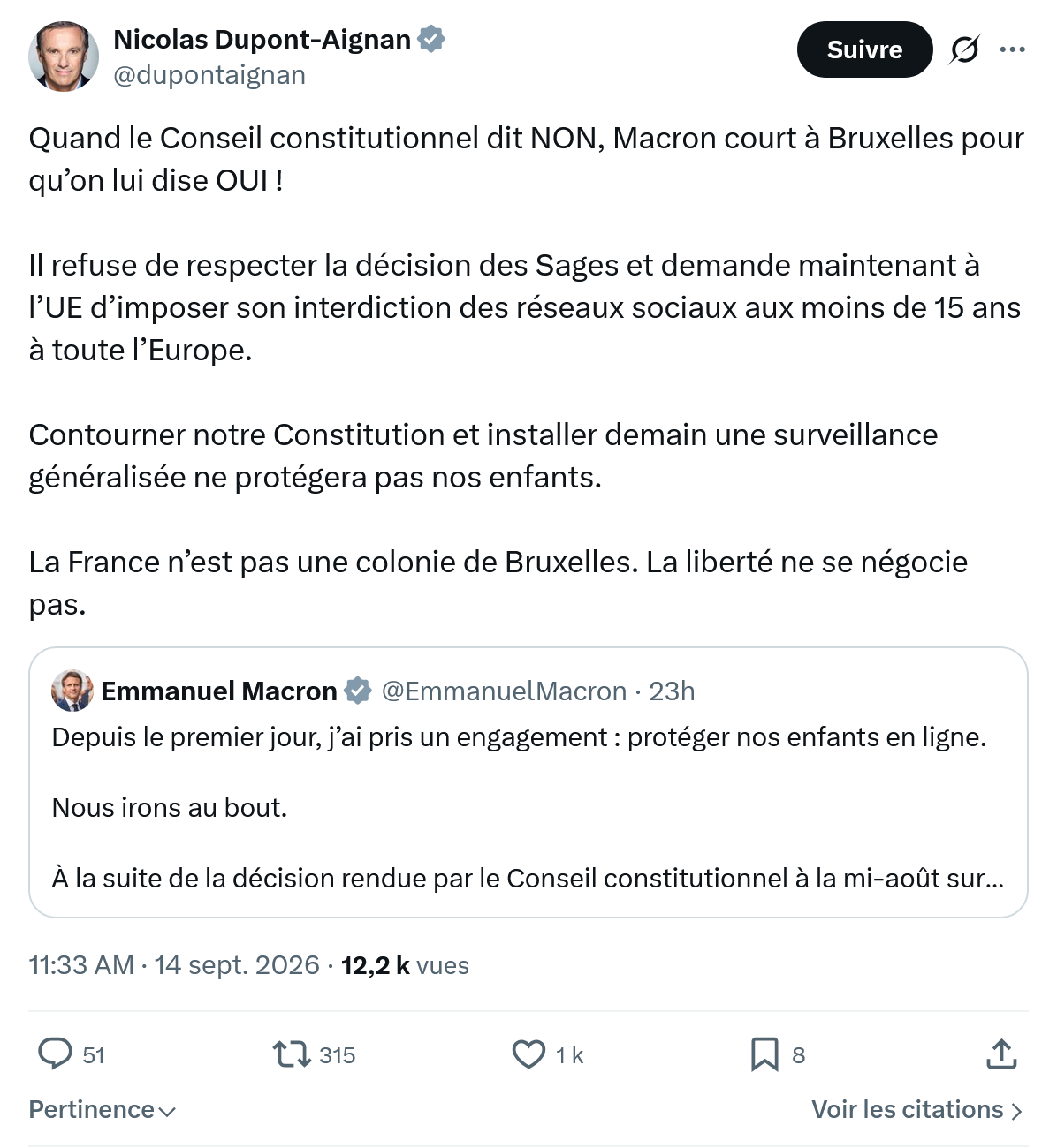 Nicolas Dupont-Aignan: Quand le Conseil constitutionnel...