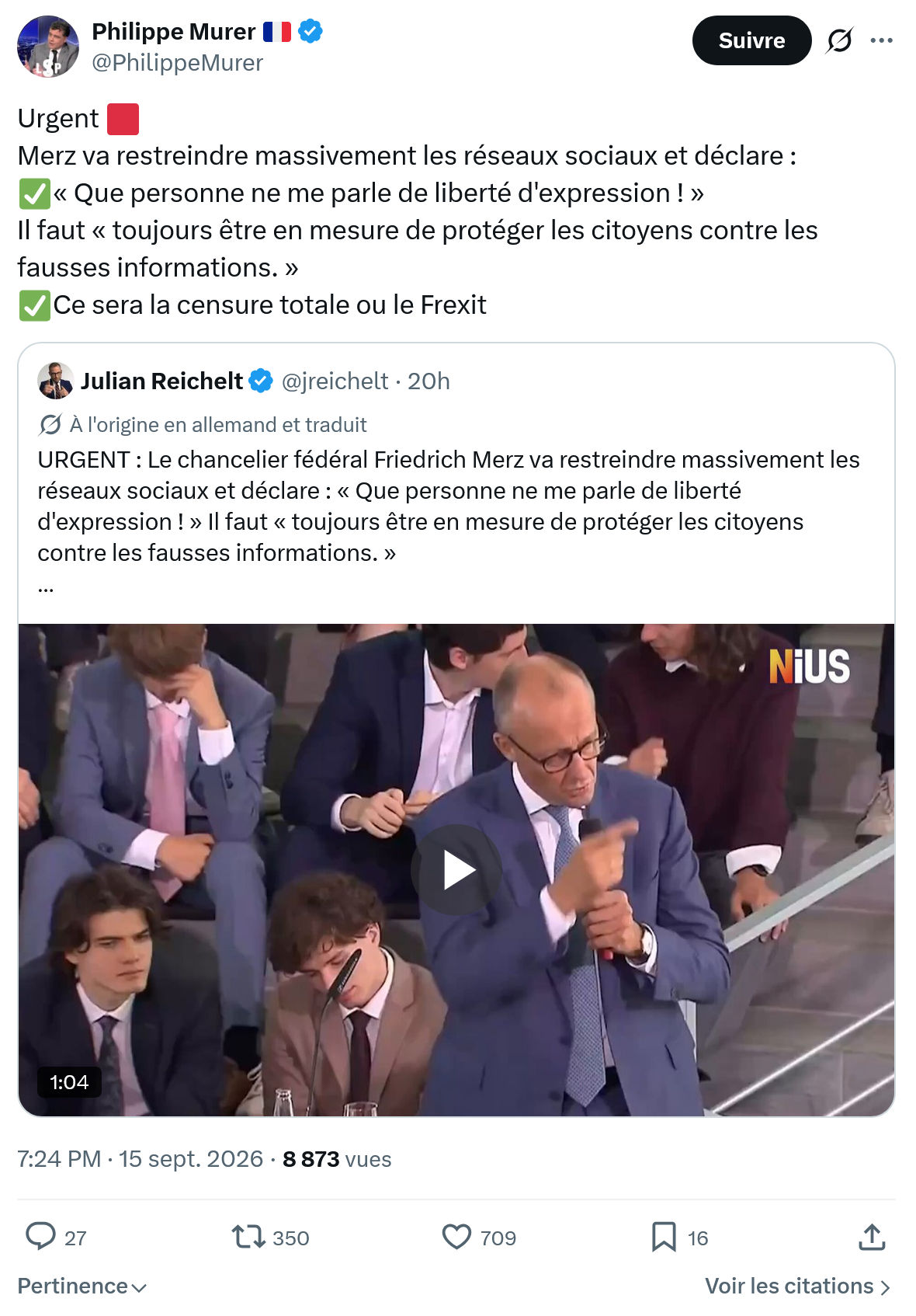 Philippe Murer: Merz va restreindre massivement...