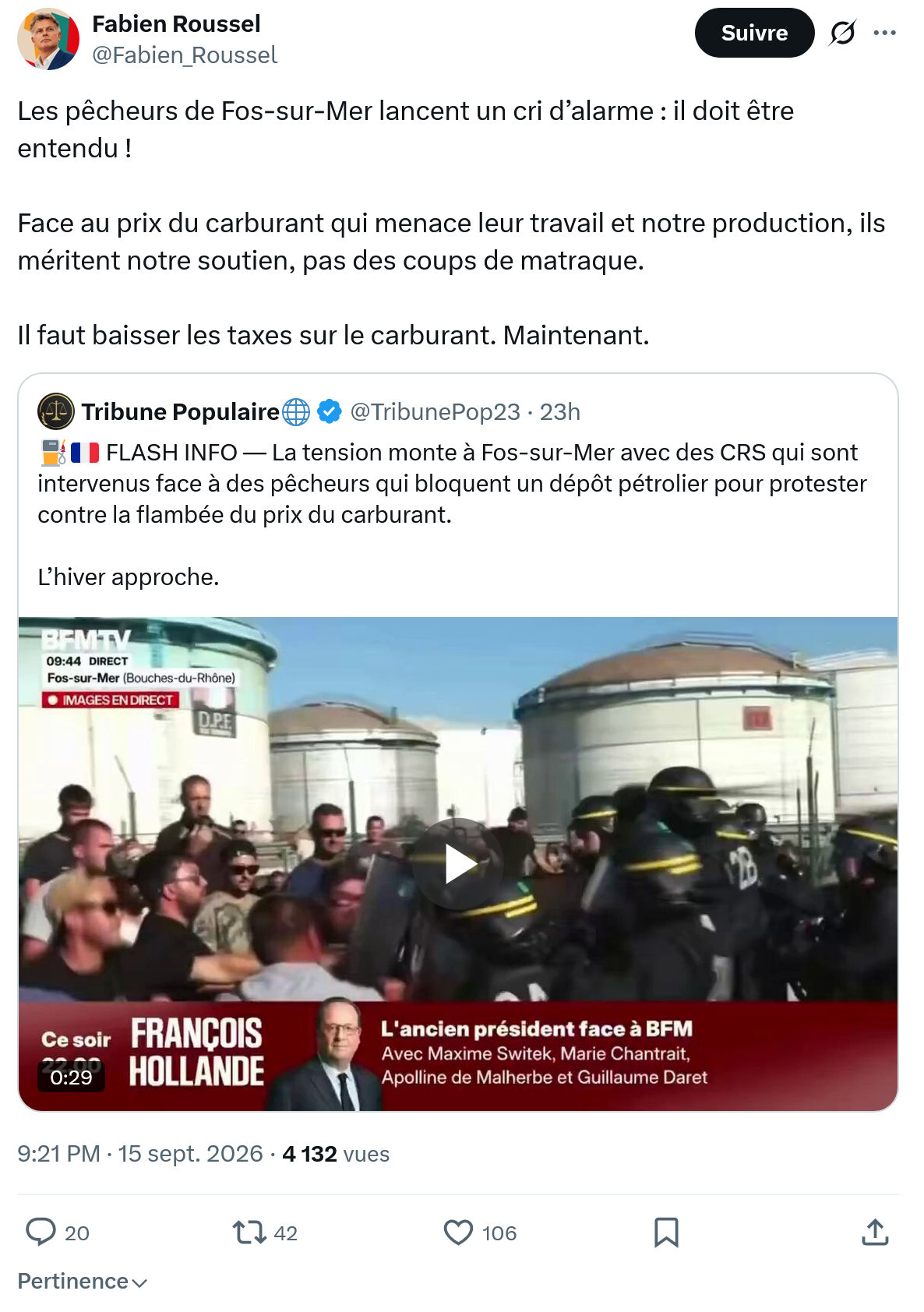 Fabien Roussel: Les pêcheurs de Fos-sur-Mer lancent...