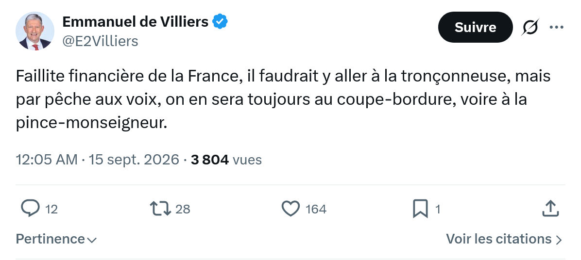 Emmanuel de Villiers: Faillite financière de la France...