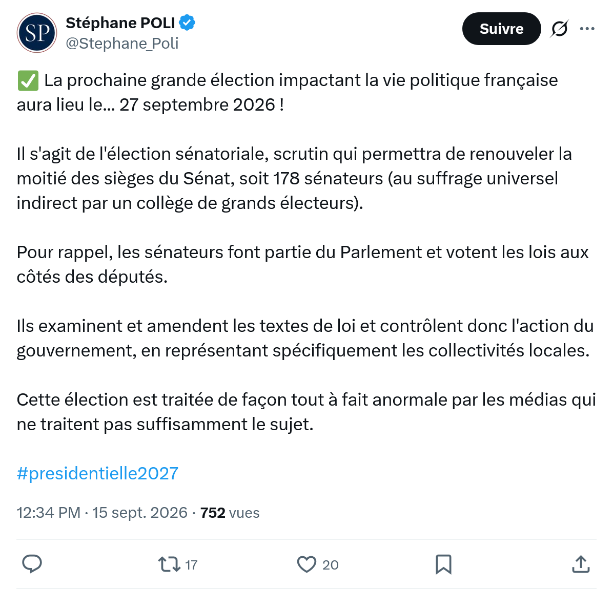 Stephane Poli: La prochaine grande élection...