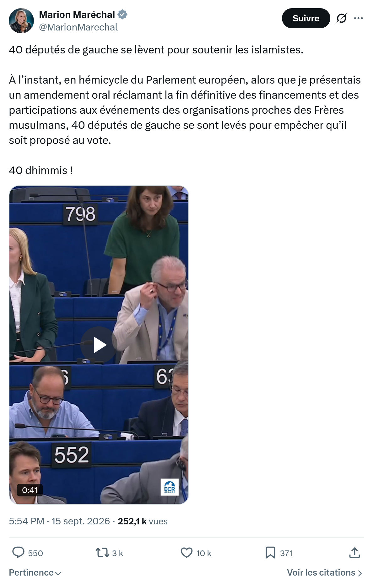 Marion Maréchal- Le Pen: 40 députés de gauche se lèvent...